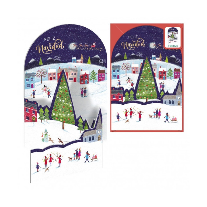 Dohe Mañana de Navidad Pack de 6 Tarjetas Desplegables de Felicitacion Navideña con Sobre - Impresas a todo Color