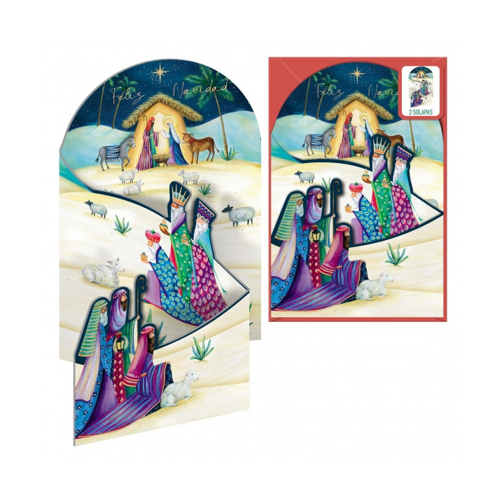 Dohe Estrella de Oriente Pack de 6 Tarjetas Desplegables de Felicitacion Navideña con Sobre - Impresas a todo Color