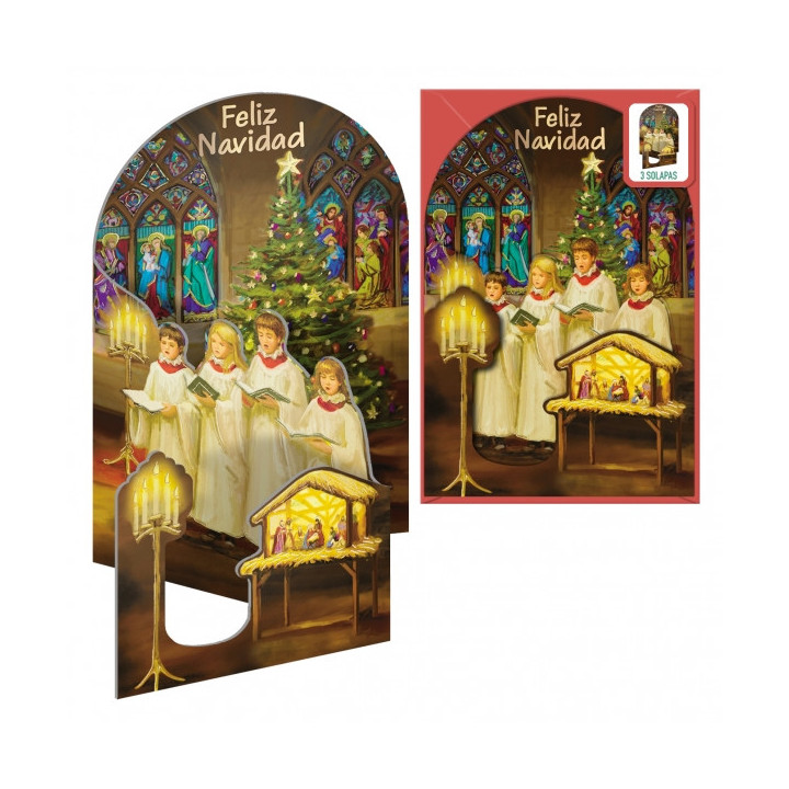 Dohe Cantando a la Navidad Pack de 6 Tarjetas Desplegables de Felicitacion Navideña con Sobre - Impresas a todo Color