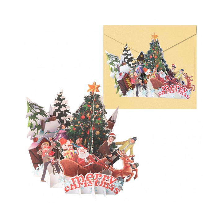 Dohe Village Tarjeta 3D de Felicitacion Navideña con Sobre - Tamaño 15x17