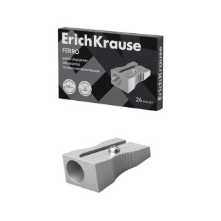 Erichkrause Ferro Sacapuntas de Aluminio con Agarre Ergonomico - Orificio de 8mm - Cuchilla de Acero al Carbono - Color Alumini