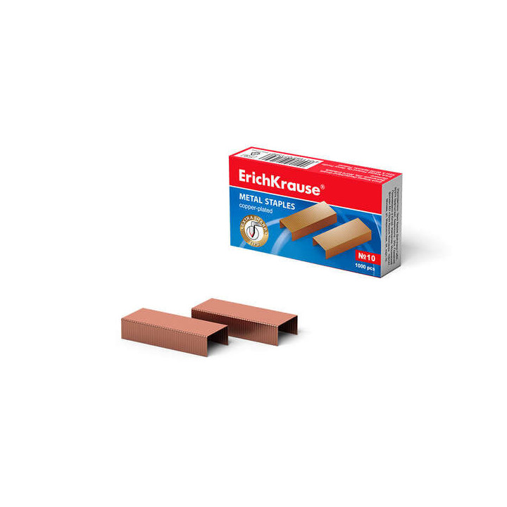 Erichkrause Grapas de Cobre Nº10 - 1000 Grapas - Alta Resistencia y Facil Engrapado - Resistente a La Corrosion - Color Cobre