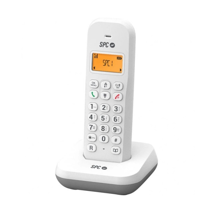 SPC Keops Telefono Fijo Inalambrico DECT - Pantalla Iluminada - Agenda 50 Contactos - Identificador de Llamadas - Color Blanco