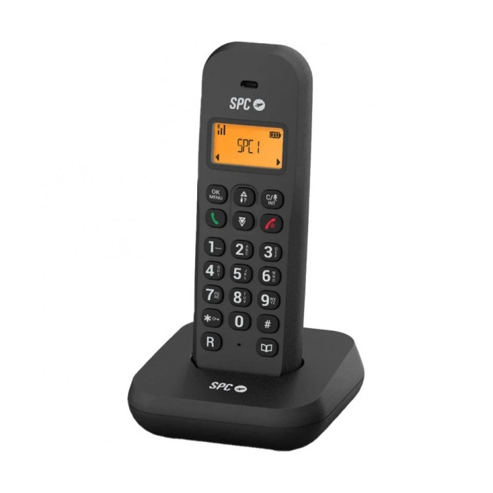 SPC Keops Telefono Fijo Inalambrico DECT - Pantalla Iluminada - Agenda 50 Contactos - Identificador de Llamadas - Color Negro