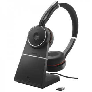 Jabra Evolve 75 SE UC Auriculares con Microfono Bluetooth Dual + Soporte de Carga USB-A Voz HD - Cancelacion de Ruido - Autonom