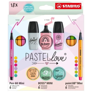 Stabilo Pastellove Pack de 18 Marcadores y Rotuladores - 6 Rotuladores Premium Pen 68 Mini