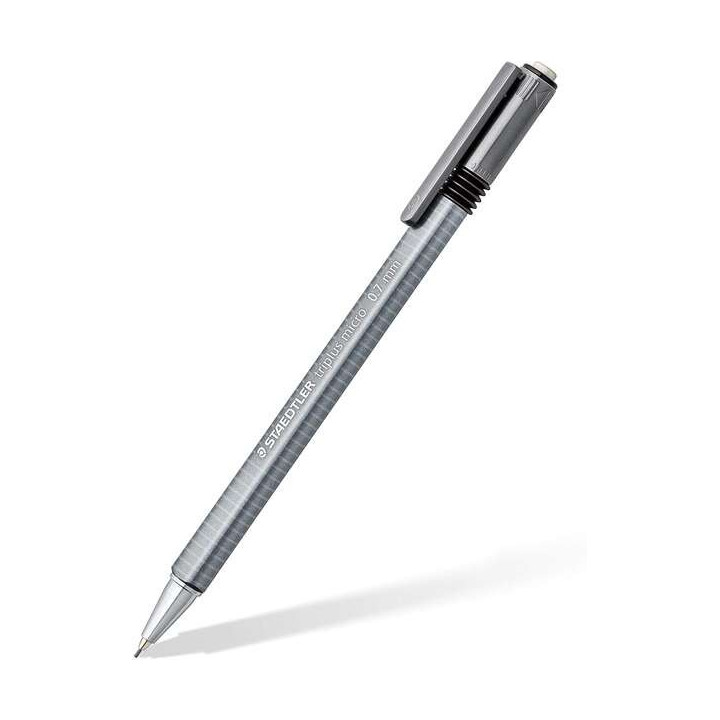 Staedtler Triplus Micro 774 Portaminas - Ancho de Linea 0.7mm - Punta Retractil - Diseño Ergonomico - Color Gris