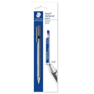 Staedtler Pack de 1 Portaminas Triplus Micro 774 de 0.7mm + 1 Tubo de 12 Minas - Diseño Triangular Ergonomico - Punta de Metal