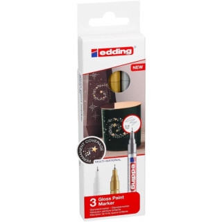 Edding 780 Pack de 3 Rotuladores Permanentes de Tinta Opaca - Punta Redonda - Trazo 0.8mm - Puntas de Recambio Disponibles - Se