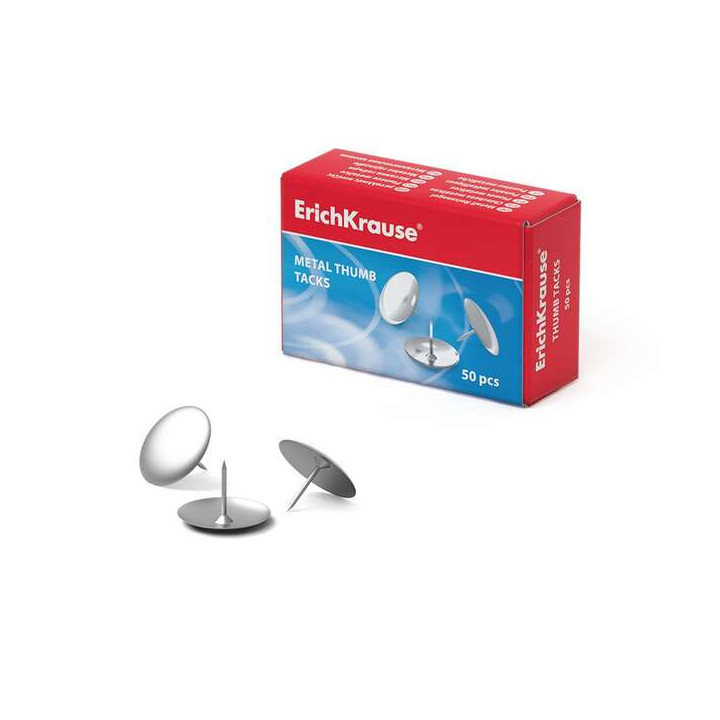 Erichkrause Chinchetas Metalicas Niqueladas - Alta Calidad y Resistencia Mejorada - Resistente a La Corrosion - Color Plateado