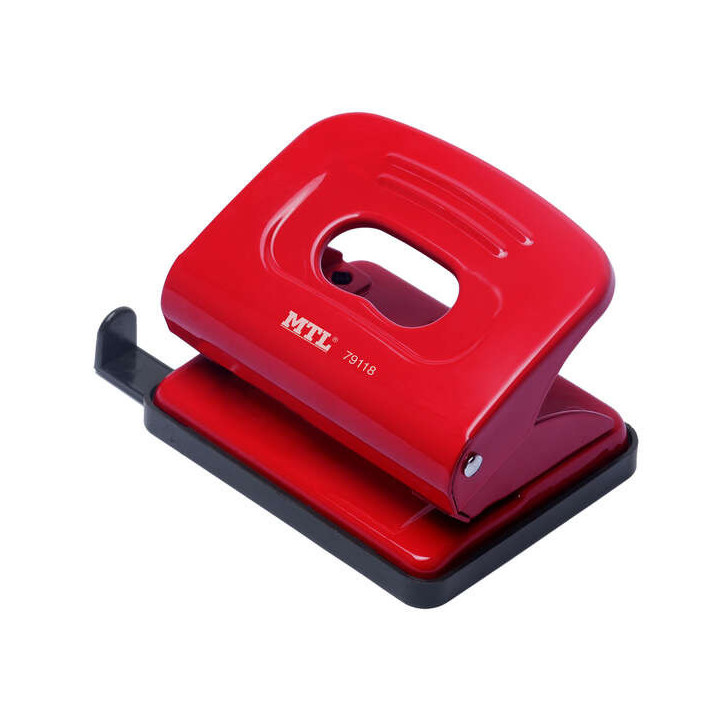 Dohe Taladro Perforador Metalico - Hasta 16 Hojas - Guia y Deposito - Color Rojo