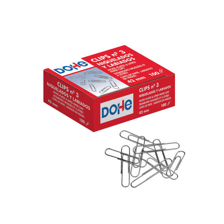 Dohe Pack de 100 Clips Labiados Nº3 42mm - Niquelados