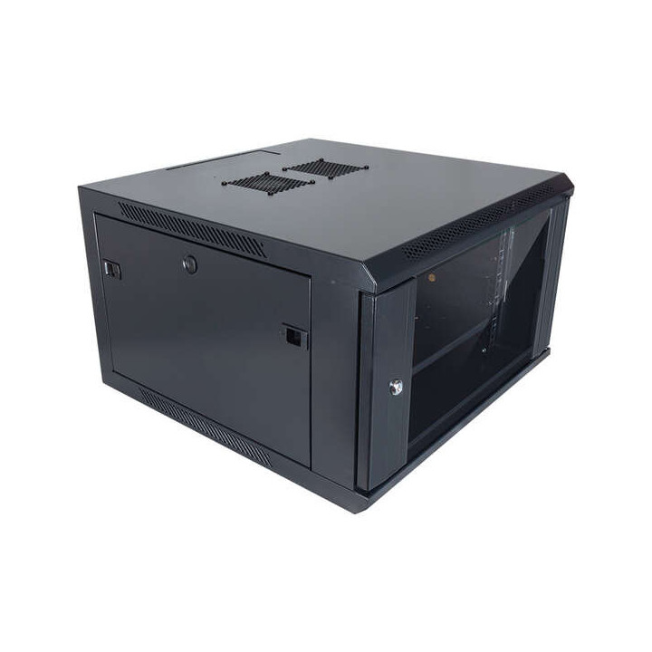 Aiten Data AI6606 Armario Mural 6U Fondo 600 - Puerta de Cristal - Cerradura de Seguridad - Incluye Bandeja Fija y Ventilador 1