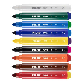 Milan Maxi Magic Pack de 8 Rotuladores de Colores + 2 Rotuladores Magicos - Punta Conica 7.5mm - Tinta al Agua - Lavable - Colo