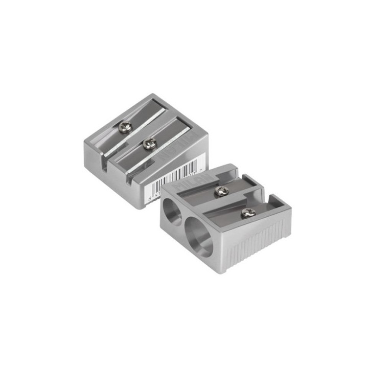Milan Sacapuntas de 2 Orificios - Cuchilla de Acero al Carbono - Fabricado en Aluminio