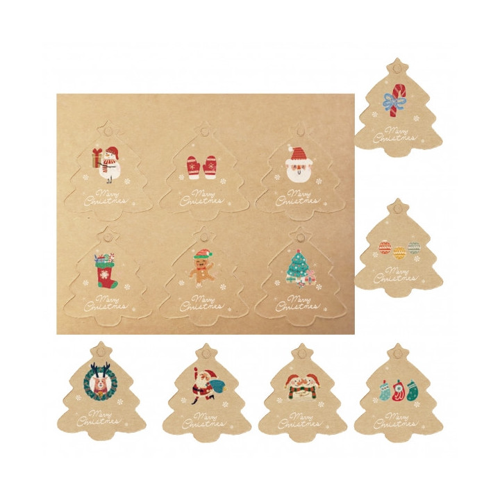 Dohe Navidad Kraft Pack de 48 Etiquetas para Regalos - Diseños Navidad - Tamaño 4