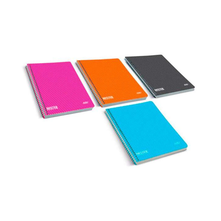 Firmo Cuaderno Espiral A4 Cuadricula 4x4 con Margen 80 Hojas - Tapa Polipropileno - Colores Surtidos