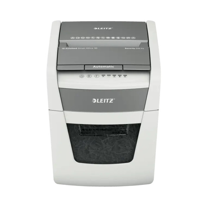 Leitz IQ Autofeed 50X P4 Destructora Automatica de Papel Corte en Particulas P-4 - Autoalimentacion 50 Hojas