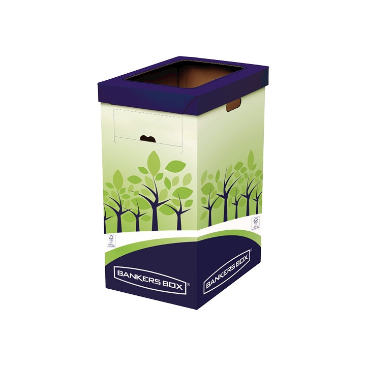 Fellowes Bankers Box Contenedor de Reciclaje 69L - Certificacion FSC - Doble Abertura - Fabricado en Carton Reciclado Resistent