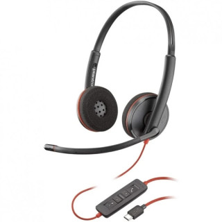 Plantronics/Poly Blackwire C5220 USB-C Auriculares con Microfono - Almohadillas Acolchadas - Controles en Cable - Color Negro