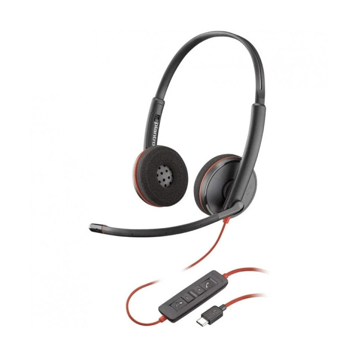 Plantronics/Poly Blackwire C5220 USB-C Auriculares con Microfono - Almohadillas Acolchadas - Controles en Cable - Color Negro