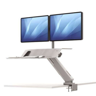 Fellowes Sit-Stand Lotus RT Estacion de Trabajo Doble - Amplia Superficie - Incluye Brazo Monitor - Superficie de Madera Resist