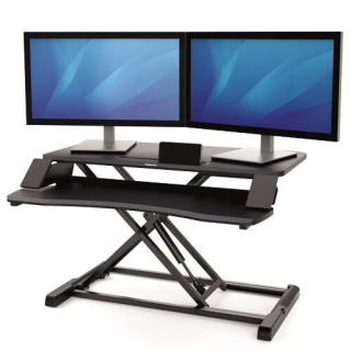 Fellowes Sit-Stand Corsivo Estación de Trabajo - Sistema de Muelle a Gas - Amplia Plataforma Superior - Plataforma Inferior pa