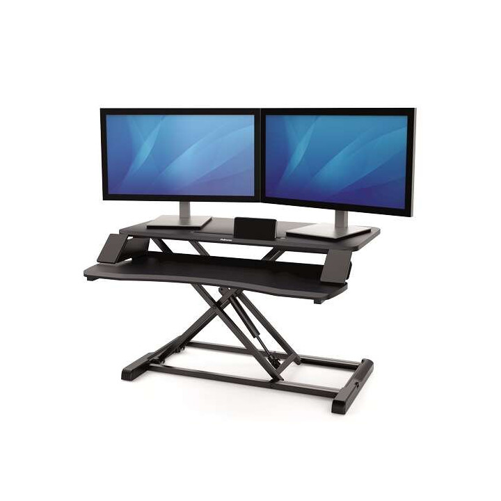 Fellowes Sit-Stand Corsivo Estación de Trabajo - Sistema de Muelle a Gas - Amplia Plataforma Superior - Plataforma Inferior pa