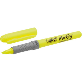 Bic Highlighter Grip Marcador Fluorescente - Tinta con Base de Agua - Punta Biselada - Trazo entre 1.60 y 3.30 mm - Color Amari