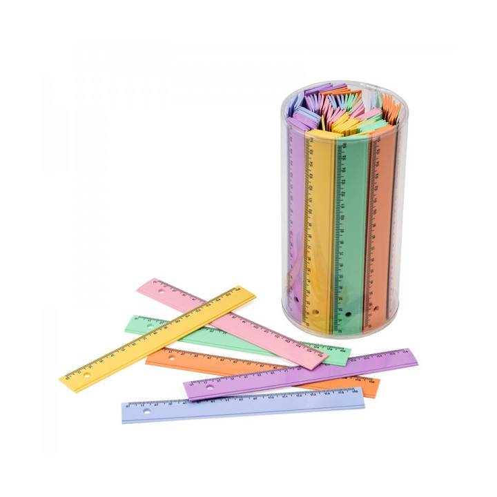 Faibo Bote de 100 Reglas de PVC de 16cm - Colores Pastel Surtidos