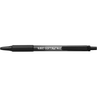 Bic Soft Feel Boligrafo Retractil - Punta Media de 1mm - Cuerpo Translucido con Grip - Color Negro