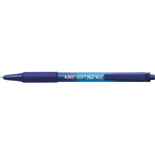 Bic Soft Feel Boligrafo Retractil - Punta Media de 1mm - Cuerpo Translucido con Grip - Color Azul
