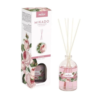 Prady Ambientador Mikado Rosas - Frasco de Cristal 100 ml y Varitas Difusoras