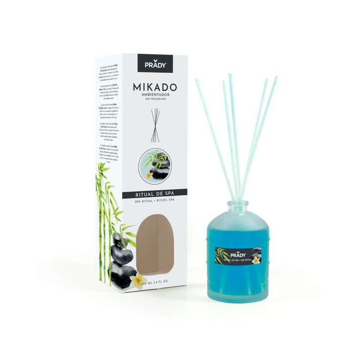 Prady Ambientador Mikado Ritual de SPA - Frasco de Cristal 100ml y Varitas Difusoras