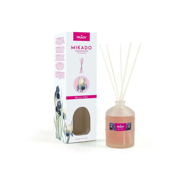 Prady Ambientador Mikado Belle Epoque - Frasco de Cristal 100ml y Varitas Difusoras
