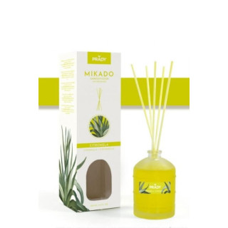 Prady Ambientador Mikado Citronela - Frasco de Cristal 100 ml y Varitas Difusoras