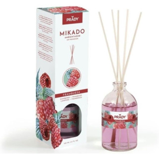 Prady Ambientador Mikado Frambuesa - Frasco de Cristal 100 ml y Varitas Difusoras