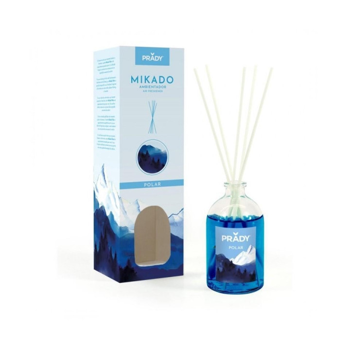 Prady Ambientador Mikado Polar - Frasco de Cristal 100 ml y Varitas Difusoras