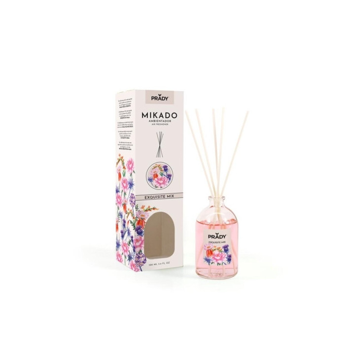 Prady Ambientador Mikado Exquisite Mix - Frasco de Cristal 100 ml y Varitas Difusoras