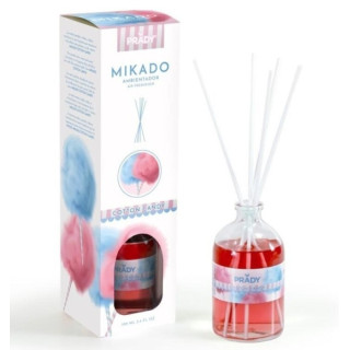 Prady Ambientador Mikado Algodon de Azucar - Frasco de Cristal 100ml y Varitas Difusoras
