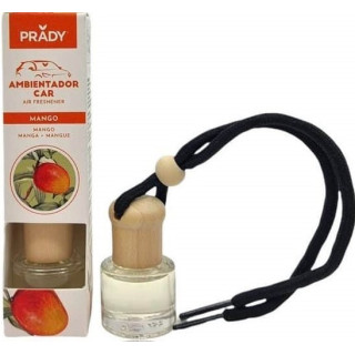 Prady Ambientador Coche Mango - Frasco de Cristal 6 ml y Cuerda para Espejo Retrovisor