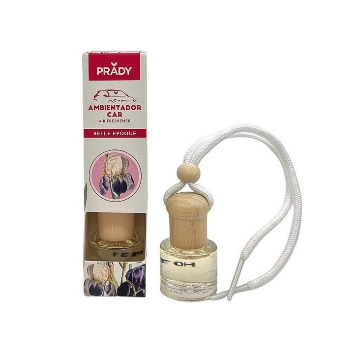 Prady Ambientador Coche Belle Epoque - Frasco de Cristal 6 ml y Cuerda para Espejo Retrovisor