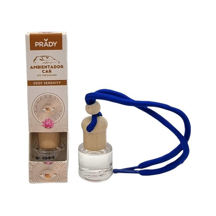 Prady Ambientador Coche Deep Serenity - Frasco de Cristal 6 ml y Cuerda para Espejo Retrovisor