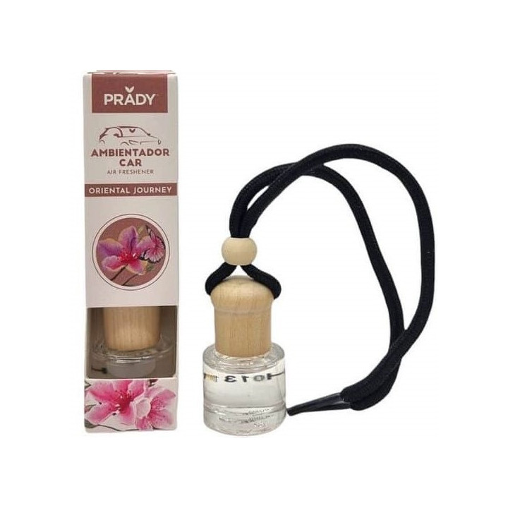 Prady Ambientador Coche Oriental Journey - Frasco de Cristal 6 ml y Cuerda para Espejo Retrovisor