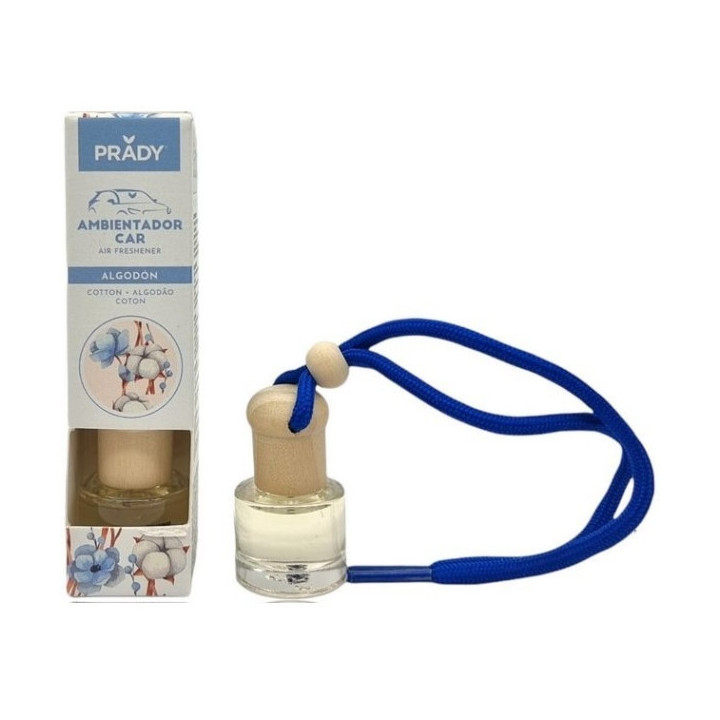 Prady Ambientador Coche Algodon - Frasco de Cristal 6 ml y Cuerda para Espejo Retrovisor