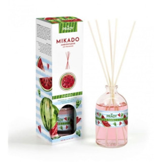 Prady Ambientador Mikado Sandia - Frasco de Cristal 100 ml y Varitas Difusoras