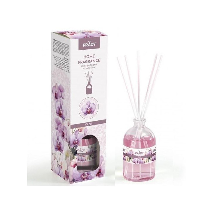 Prady Ambientador Mikado Yani - Frasco de Cristal 100 ml y Varitas Difusoras