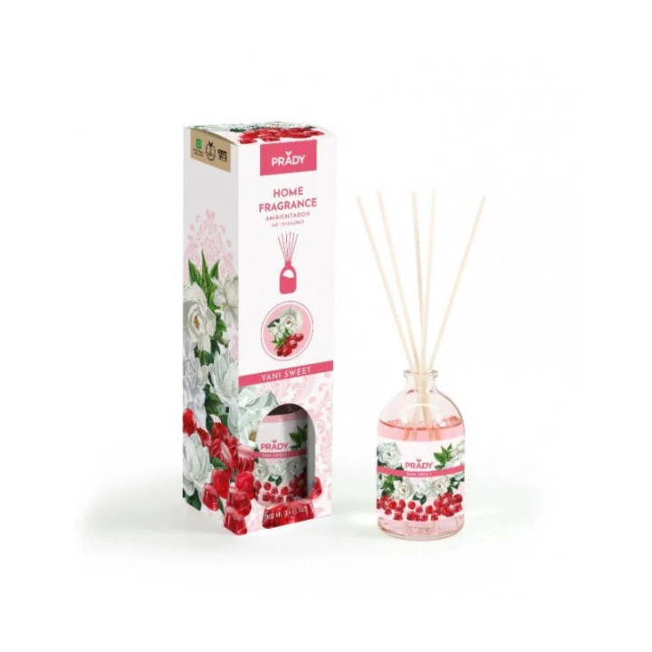 Prady Ambientador Mikado Yani Sweet - Frasco de Cristal 100 ml y Varitas Difusoras