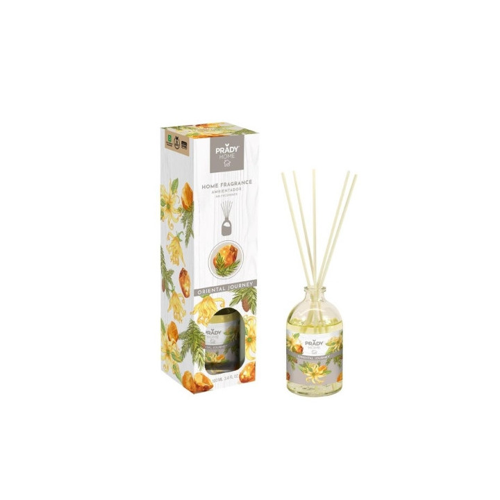 Prady Ambientador Mikado Oriental Journey - Frasco de Cristal 100 ml y Varitas Difusoras