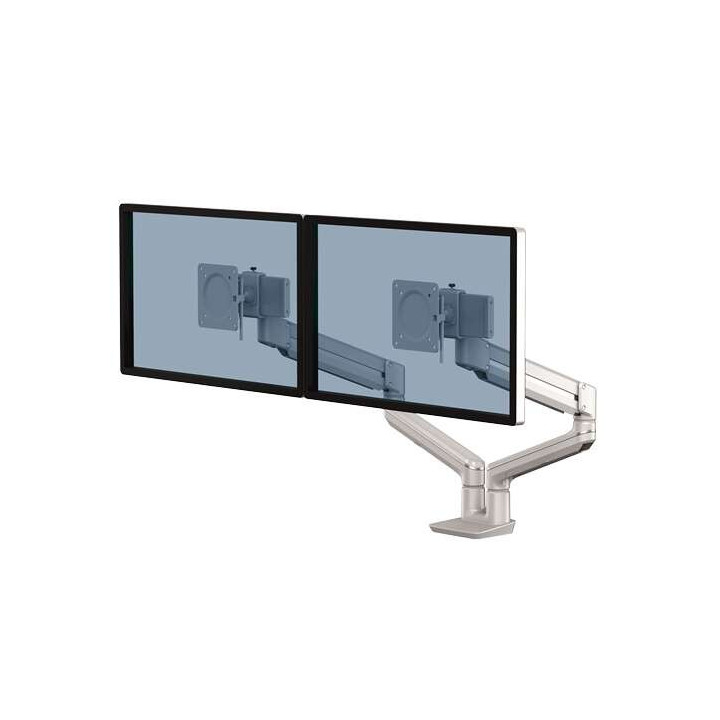Fellowes Tallo Brazo para Monitor Doble - Brazo giratorio de 270º - Sistema con Muelle de Gas - Hasta 9kg - Color Plata